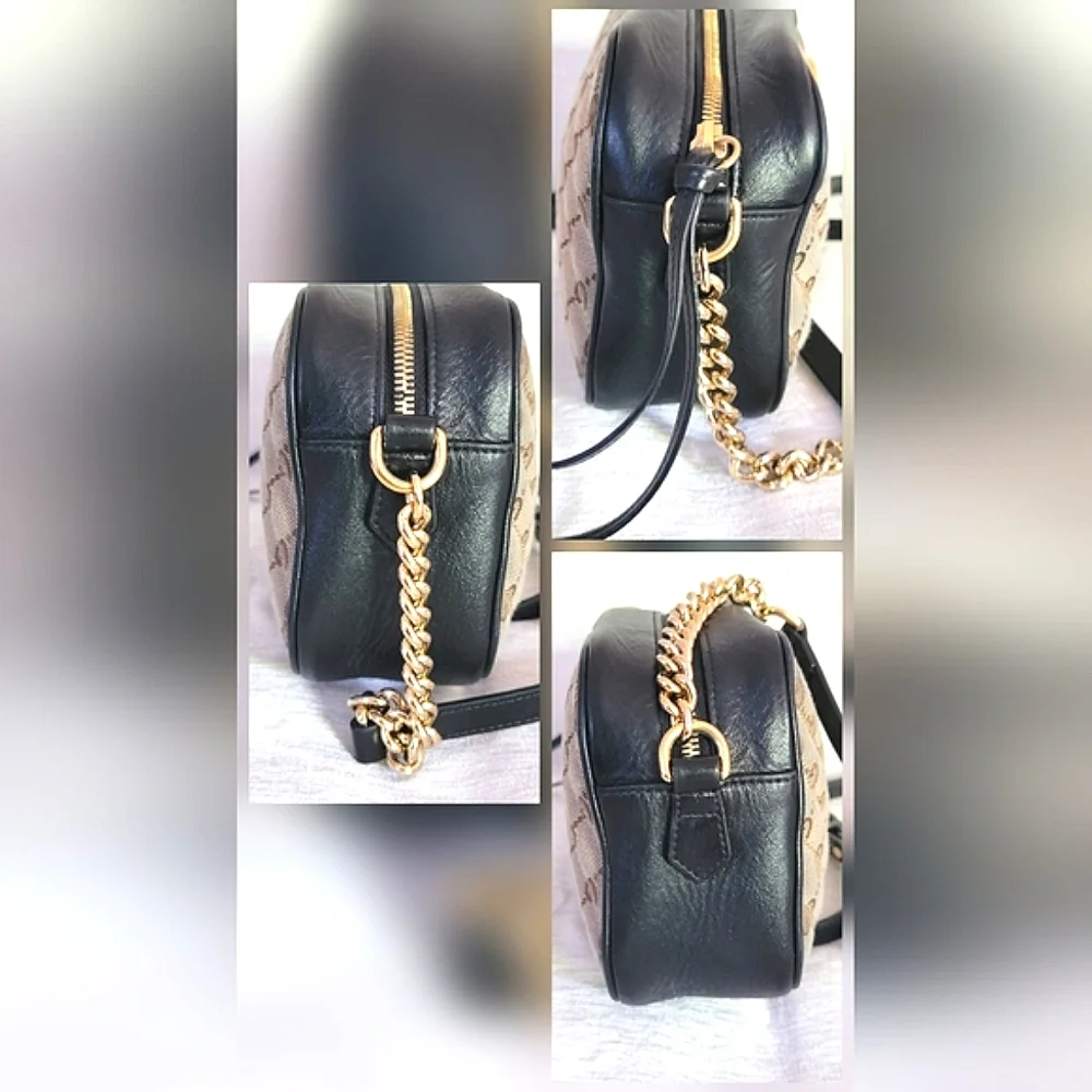 Auth💞Gucci Marmont Beige and Black Crossbody Bag - Picture 7 of 8